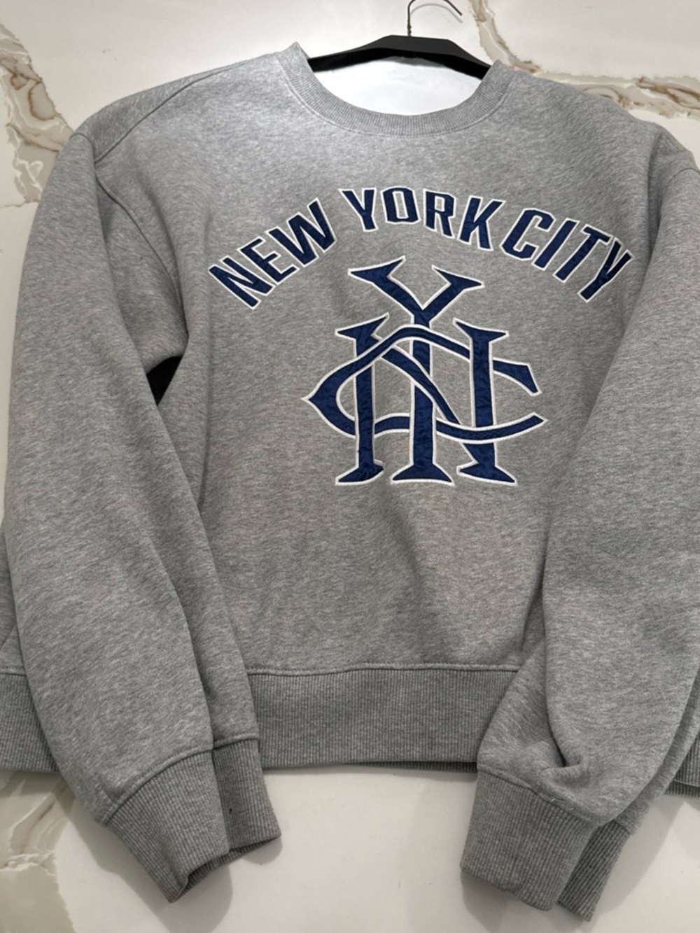 & Other Stories Grey Crewneck Sweatshirt with Blue New York City Logo